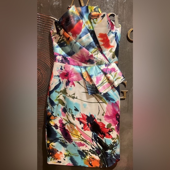 NWT Jovani Strapless Multicolor Floral Dress SIZE 8 - Picture 4 of 8